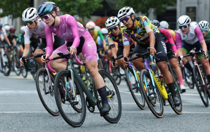 Mia Griffin on criterium circuit around Kilkenny Castle Stage 6